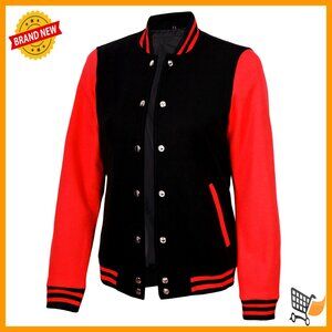 Varsity Bomber Jacket Retro Y2K Baseball Style Fleece Casual Oversized Fit